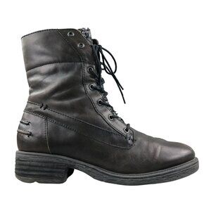 OTBT Women's Size 8.5M Carlsbad Brown Leather Lace-Up Fabric Lined Combat Boots